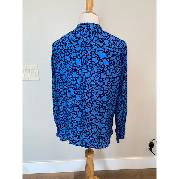 Zadig & Voltaire Tink Heart Print Long Sleeve Popover Blouse XS - Picture 3 of 5